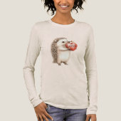 Cute Hedgehog with Red Heart Love トライブレンドTシャツ (正面)