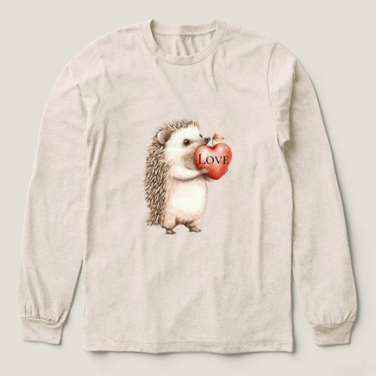 Cute Hedgehog with Red Heart Love トライブレンドTシャツ (デザイン正面)