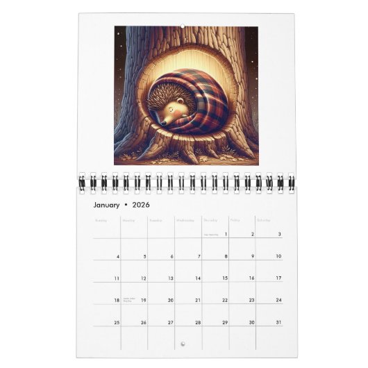 CUTE HEDGEHOGS 2025 CALENDAR カレンダー (1月 2026)