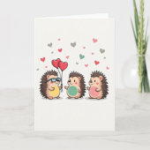 Cute Hedgehogs Love Hearts Card カード (正面)