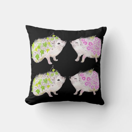 Cute Hedgehogs Throw Pillow クッション (正面)