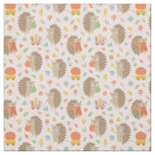 Cute Hedgehogs with Little Leaves Pink ファブリック (見本)