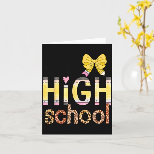 Cute Hello High School Animal Print Teacher Back T カード (黄色い花)