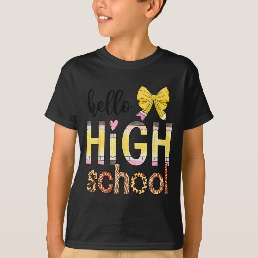 Cute Hello High School Animal Print Teacher Back T Tシャツ (正面)