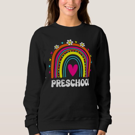Cute Hello Preschool Rainbow Back To School Teache スウェットシャツ (正面)