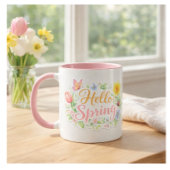 Cute Hello Spring Floral Mug | Customizable マグカップ