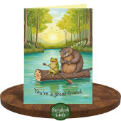 Cute Helpful Frog and Beaver Forest Friendship カード