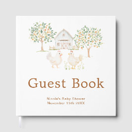 Cute Hens Farm Barn Baby Shower Guest Book ゲストブック