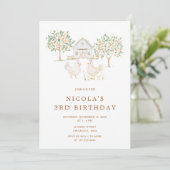 Cute Hens Farm Barn Birthday Party 招待状 (スタンド正面)