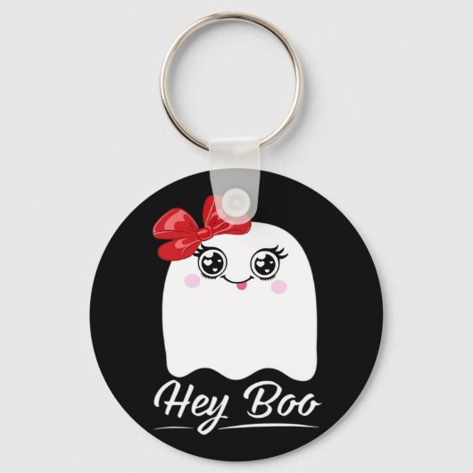 Cute Hey Boo Halloween Design キーホルダー (正面)