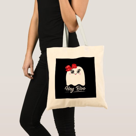Cute Hey Boo Halloween Design トートバッグ (正面(商品))