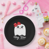 Cute Hey Boo Halloween Design ペーパープレート (パーティー)