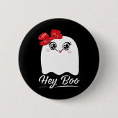 Cute Hey Boo Halloween Design 缶バッジ (正面)