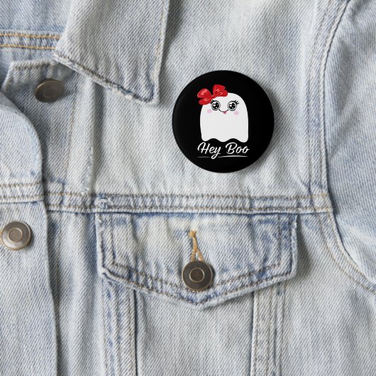 Cute Hey Boo Halloween Design 缶バッジ (インサイチュ)