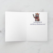 Cute Hi & Merry Christmas Cute Raccoon Animal シーズンカード (内部)