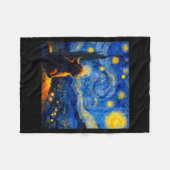 Cute Highland Baby Cow Graphic Van Gogh Style Star フリースブランケット (正面(横))