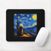 Cute Highland Baby Cow Graphic Van Gogh Style Star マウスパッド (マウス)