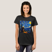 Cute Highland Baby Cow Graphic Van Gogh Style Star Tシャツ (正面フル)