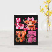 Cute Highland Cow And Nk Heart Valentines Day Love カード (黄色い花)