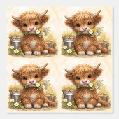 Cute Highland Cow Baby Pattern Wallpaper 壁紙 (正面)