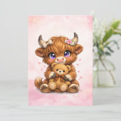 Cute Highland Cow Baby Shower Invitation 招待状 (スタンド正面)