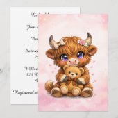 Cute Highland Cow Baby Shower Invitation 招待状 (正面/裏面)
