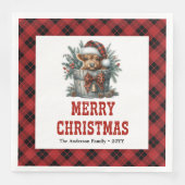 Cute highland cow buffalo themed Xmas napkins (正面)