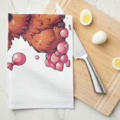 Cute Highland Cow calf blowing bubbles キッチンタオル (四つ折り)