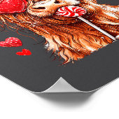 Cute Highland Cow Candy Cane Heart Valentines Day  ポスター (角)