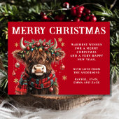 Cute Highland Cow Christmas シーズンカード