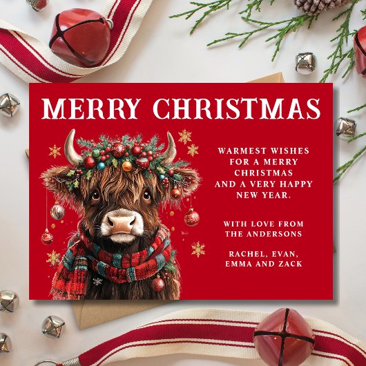 Cute Highland Cow Christmas シーズンカード
