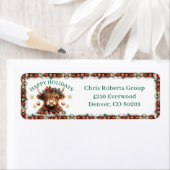  Cute Highland Cow Christmas Business Address ラベル (インサイチュ)