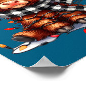 Cute Highland Cow Christmas Lights Santa Hat Winte ポスター (角)