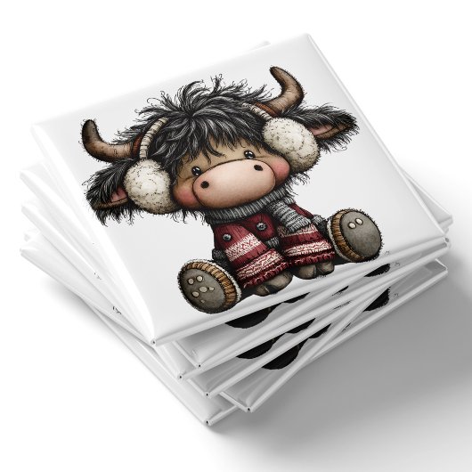 Cute Highland Cow Christmas Magnet マグネット