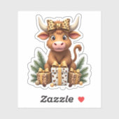 Cute Highland Cow Christmas Santa Highland Cow Lov シール (シート)