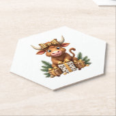 Cute Highland Cow Christmas Santa Highland Cow Lov ペーパーコースター (アングル)