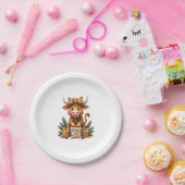 Cute Highland Cow Christmas Santa Highland Cow Lov ペーパープレート (パーティー)