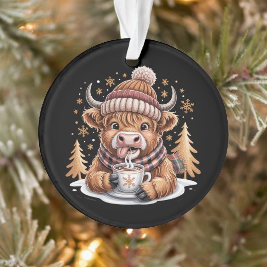 Cute Highland Cow Christmas Trees Hot Cocoa Cozy  オーナメント (ツリー)