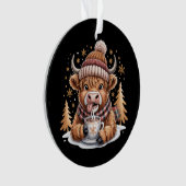 Cute Highland Cow Christmas Trees Hot Cocoa Cozy  オーナメント (正面)