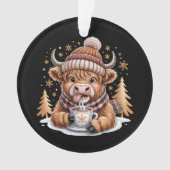 Cute Highland Cow Christmas Trees Hot Cocoa Cozy  オーナメント (正面)