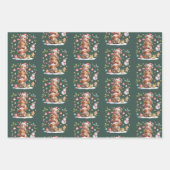 Cute Highland Cow Christmas Trees Hot Cocoa Cozy  ラッピングペーパーシート (正面)