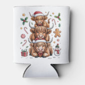 Cute Highland Cow Christmas Xmas Cozy Winter 缶クーラー (正面)