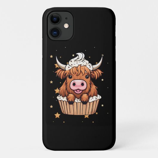 Cute Highland Cow Cupcake Case-Mate iPhoneケース (裏面)