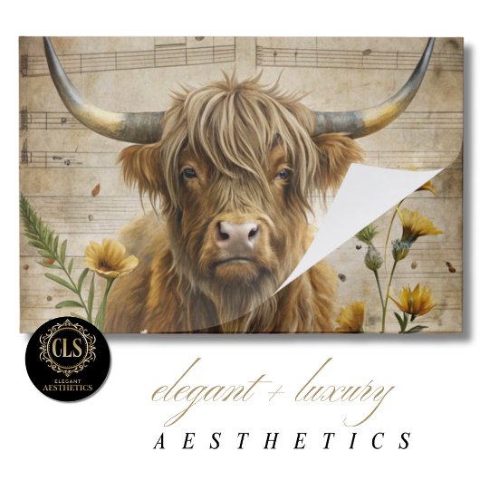 Cute Highland Cow Decorative Decoupage Art Paper ペーパーパッド