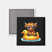 Cute Highland Cow Duck Ol Float Summer Vibes Swimm マグネット (正面/裏面)