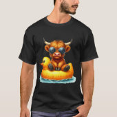 Cute Highland Cow Duck Ol Float Summer Vibes Swimm Tシャツ (正面)