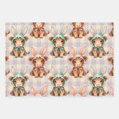 Cute Highland Cow Easter Bunny Bonnets in Pastel ラッピングペーパーシート (正面)