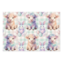 Cute Highland Cow Easter Eggs Pastel