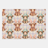 Cute Highland Cow Easter Spring ラッピングペーパーシート (正面3)