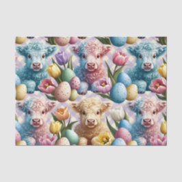 Cute Highland Cow Easter Tulips Pastel 薄葉紙
